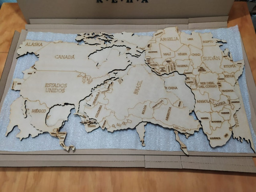 Imagen 2 de 7 de Mapa De Viajes Pared Decorativo Madera De 6mm | 1.80 M X 1 M