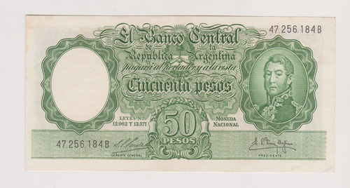 Billete Argentina 50 $ Bottero 2001 Año 1960 Excelente 