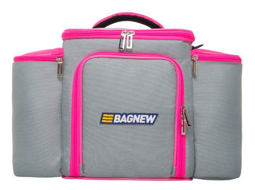 Bolsa Térmica 4 Potes - Cinza Com Rosa