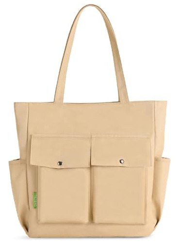 Ruofuna Canvas Tote Bag For Women With Zipper Pockets Lightw