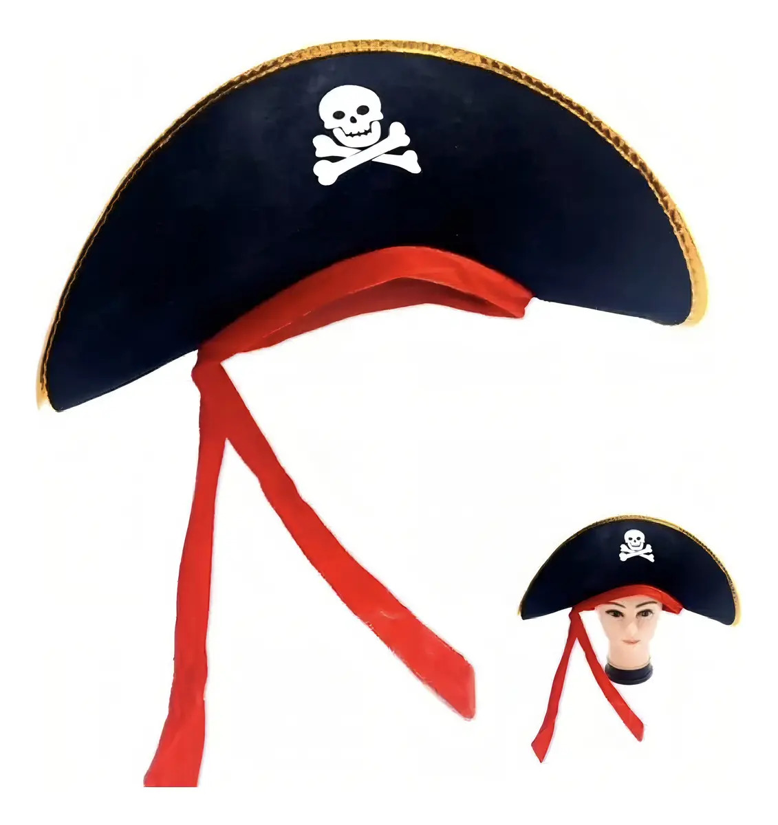 Sombrero De Pirata Halloween Cosplay Cotillon Fiestas Color Negro