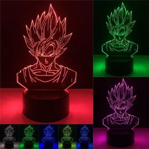 Luminária Led 3d, Goku Super Sayajin 3,16 Cores + controle, Dragon Ball Z,  desenho em Promoção na Americanas