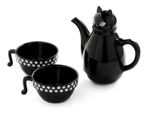 Set Tetera Gato Infusor + 2 Tazas Mug Gatos