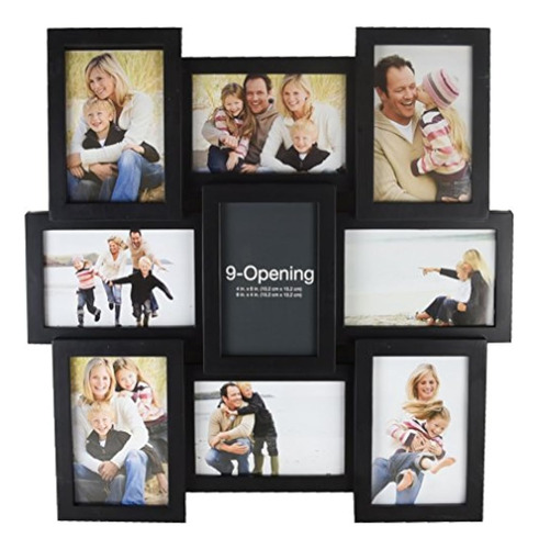 Melannco 9-opening Puzzle Collage Picture Frame, Negro