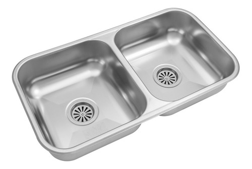 Pileta Bacha Doble Cocina Acero Johnson Cc37 Color Cromado