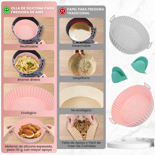 Olla De Silicona Para Freidora De Aire 4 Piezas Reutilizable