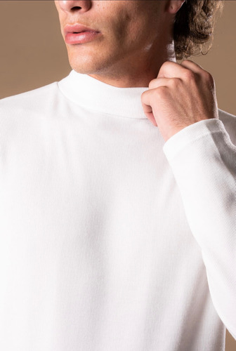 Polera Sweater Hombre Algodon Liso Cuello Alto