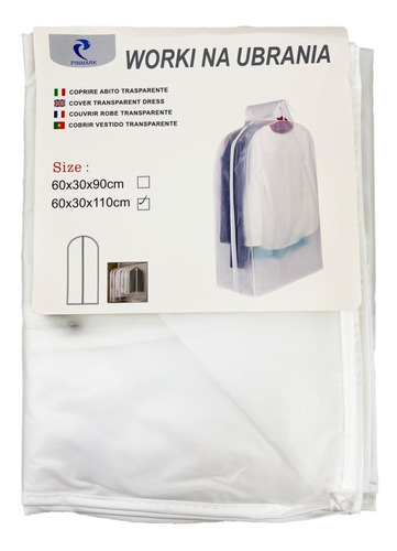 Pack 2 Funda Para Traje Con Cierre Closet Blanco 60x110cm