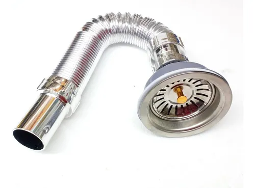 comprar Sifón Flexible Lavaplatos Cromado Con Canastilla En Acero