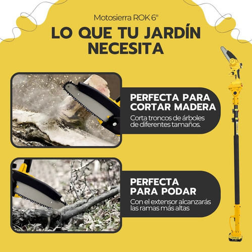 Motosierra 6 Rok Inalámbrica + Extensor Y 2 Baterías