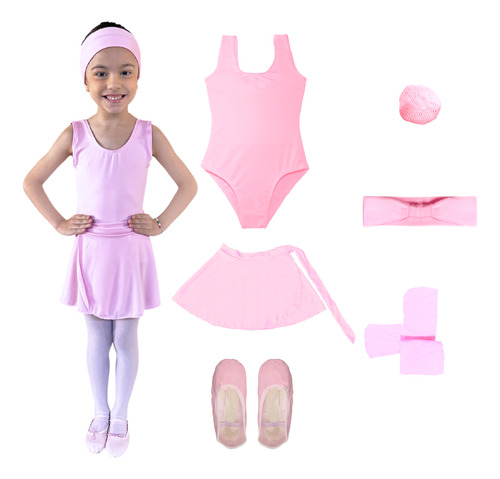 Kit Roupa De Ballet Infantil 6 Itens Uniforme Bailarina  