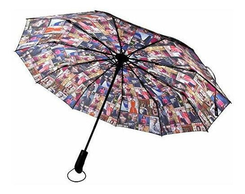 Paraguas Retráctil Con Estampado De La Revista Michelle Oba 