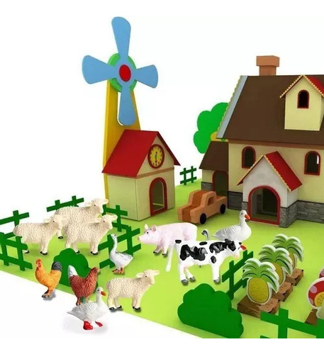 J Mini Granja De Juguete Para Niños Con Vaca, Burro, Cabra J