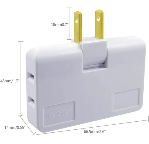 Adaptador De Toma Corriente 3 Salidas Giratorio