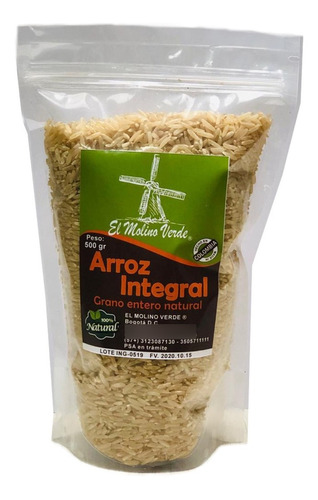 Arroz Integral Grano 100% Natural 500gr - L A $10