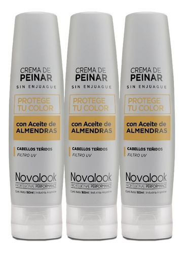 Crema De Peinar Novalook Aceite D Almendras 160ml Teñidos X3