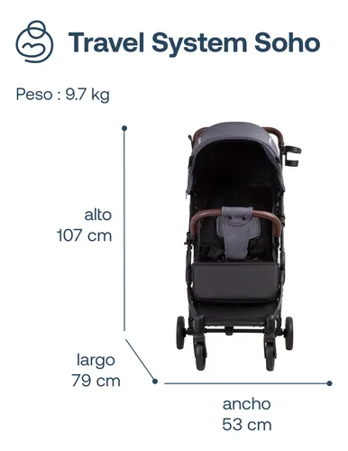 Coche Maleta Compacto Travel System soho Gris Bebesit