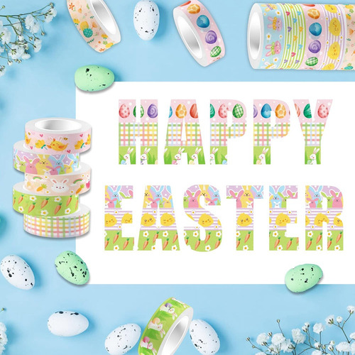 Cinta Adhesiva Decorativa Temática De Pascua Set Washi