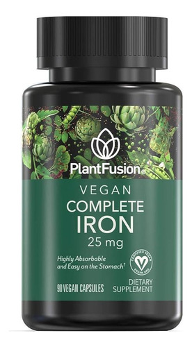 Plantfusion Vegan Complete Iron 25mg 90cap Para La Anemia