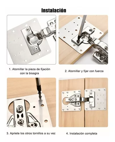 2 Placas De Reparación Bisagra Mueble Tornillo Puerta Cocina