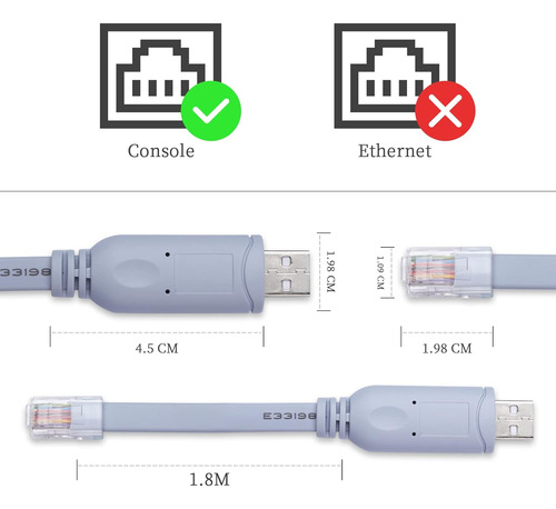 Cable De Red Compatible Con Cisco Usb A Rj45 Azul 1.8m