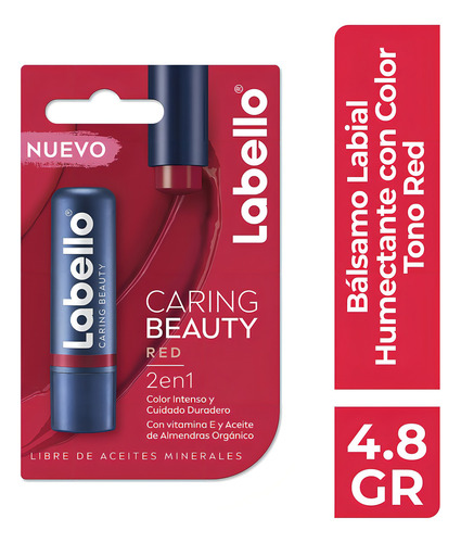Bálsamo Labial Labello Caring Beauty Cor Vermelha 4.8g