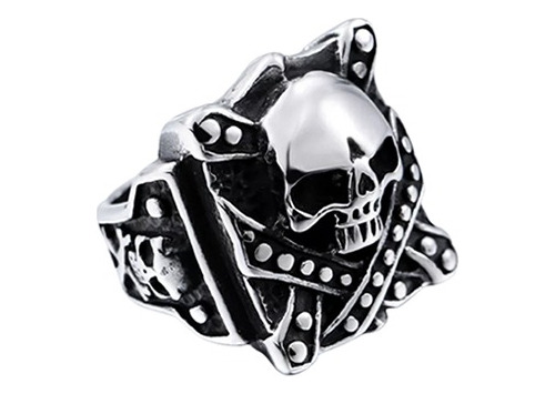 Anillo Calavera Tachas, Acero Inoxidable