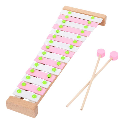 Xilófono De 15 Tonos, Iluminación Con Marco De Madera Rosa