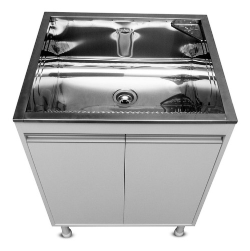 Balcão Lavanderia 100% Mdf Com Tanque De Inox Grande Cor Branco