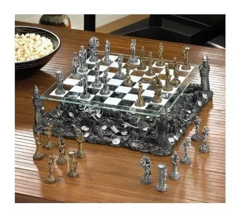 Jogo Tabuleiro De Xadrez Luxo Cavaleiros Medievais 3d 36 Pcs - Sul