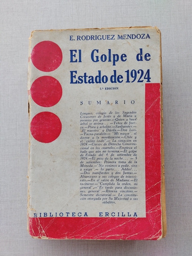 El Golpe De Estado De 1924 E. Rodríguez Mendoza 1938 Ercilla (Usado)