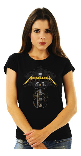 Polera Mujer Metallica Guitar 2 Metal Impresión Directa