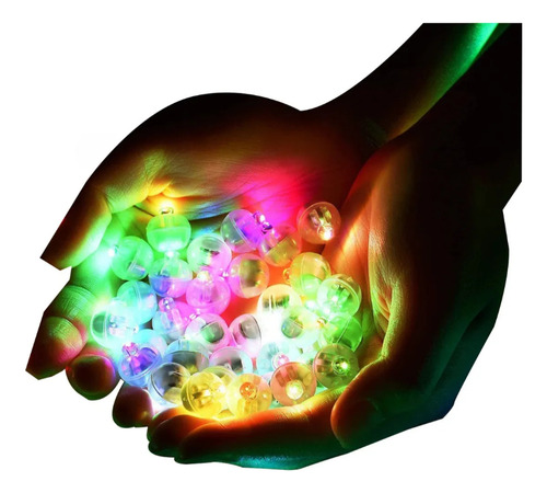100 Pzs Mini Luces Led Redondas De Globos De Luz De Colores