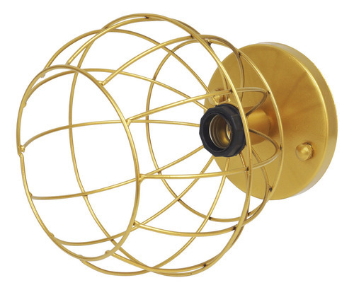 2 Lustres Plafon Industrial Aramado Globo Retrô Dourado