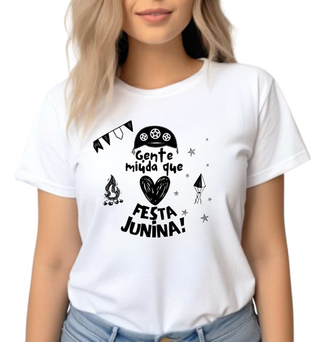 Camiseta Babylook Feminina Gente Miúda Que Ama Festa Junina