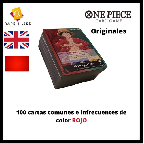 Lote 100 Cartas Originales Color Rojo One Piece Card Game 
