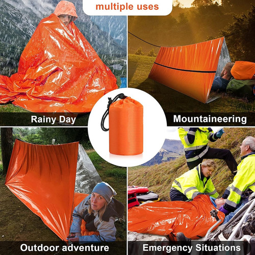 Manta Aluminizada Térmica Emergencia Mod. Sp6383 Refugio Naranja