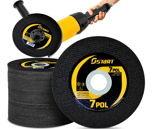 Kit com 50 Discos de Corte Fino Inox 7 Pol X 1,6 Standard Start para Esmerilhadeira Cor Preto — R$ 166,12 em Mercado Livre, 44% OFF