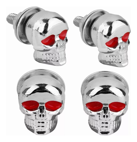 4 Calavera Tornillos Antirrobo Para Placa De Moto O Coche