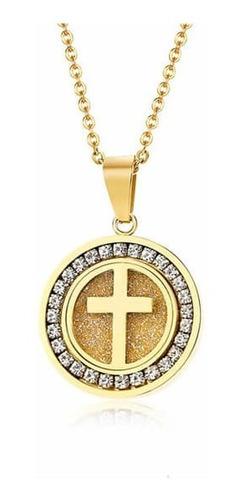 Imagen 1 de 4 de Collar Medallita Con Cruz Acero