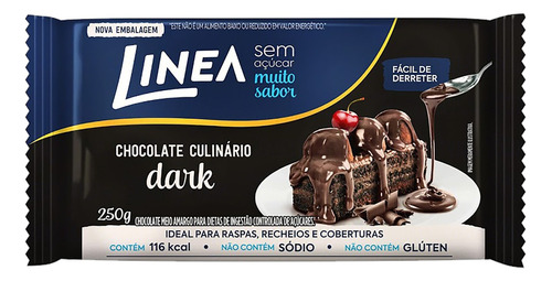 Chocolate Dark Uso Culinário Linea  sem glúten pacote 250 g