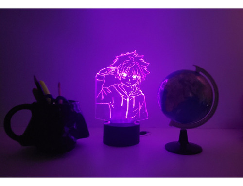 Luminaria Led, Killua, Anime, Hunter X Hunter, 1 Cor Pilha Cúpula 16 Cores Estrutura Preto 127/220v