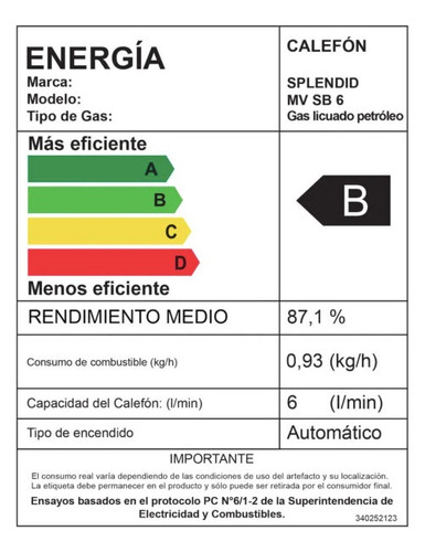 Calefont 6 Litros Tiro Natural Gas Licuado Master Splendid
