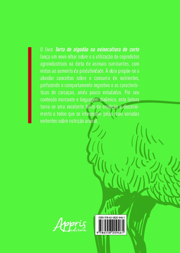 Torta de algodão na ovinocultura de corte, de Negrão, Fagton de Mattos. Editorial Appris Editora e Livraria Eireli - ME, capa mole em português, 2021