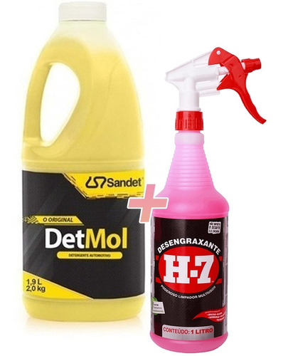 Desengraxante Automotivo H7 Spray 1l + Detmol 1,9l Nfe *