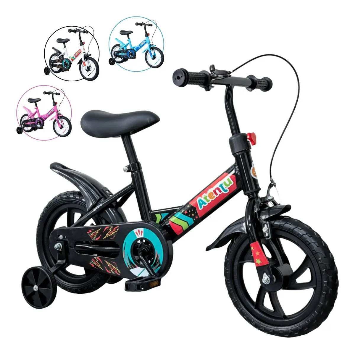 Bicicleta Infantil Aro 12 Com Rodinhas Laterais Equilíbrio Preto S