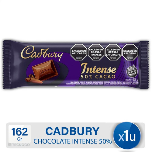 Chocolate Cadbury Intense Semiamargo 50% Cacao - Sin Tacc