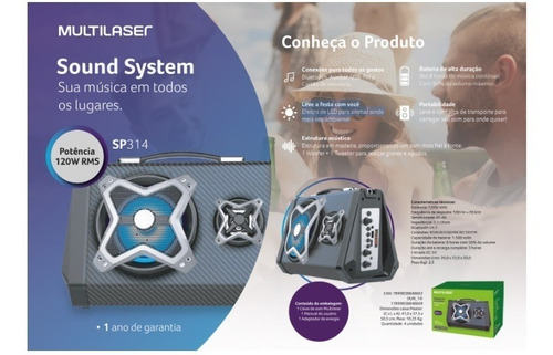 Caixa Som Amplificadora Multilaser Sp280 Bluetooth 120w Rms