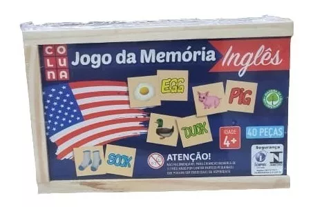 Jogo da Memória - Educativo - Inglês - 40 Peças - MDF