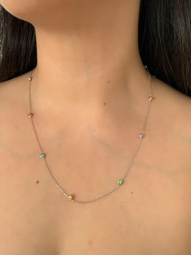 Collar Plata Fina Turca 0.925 En Ojitos Turcos En Colores